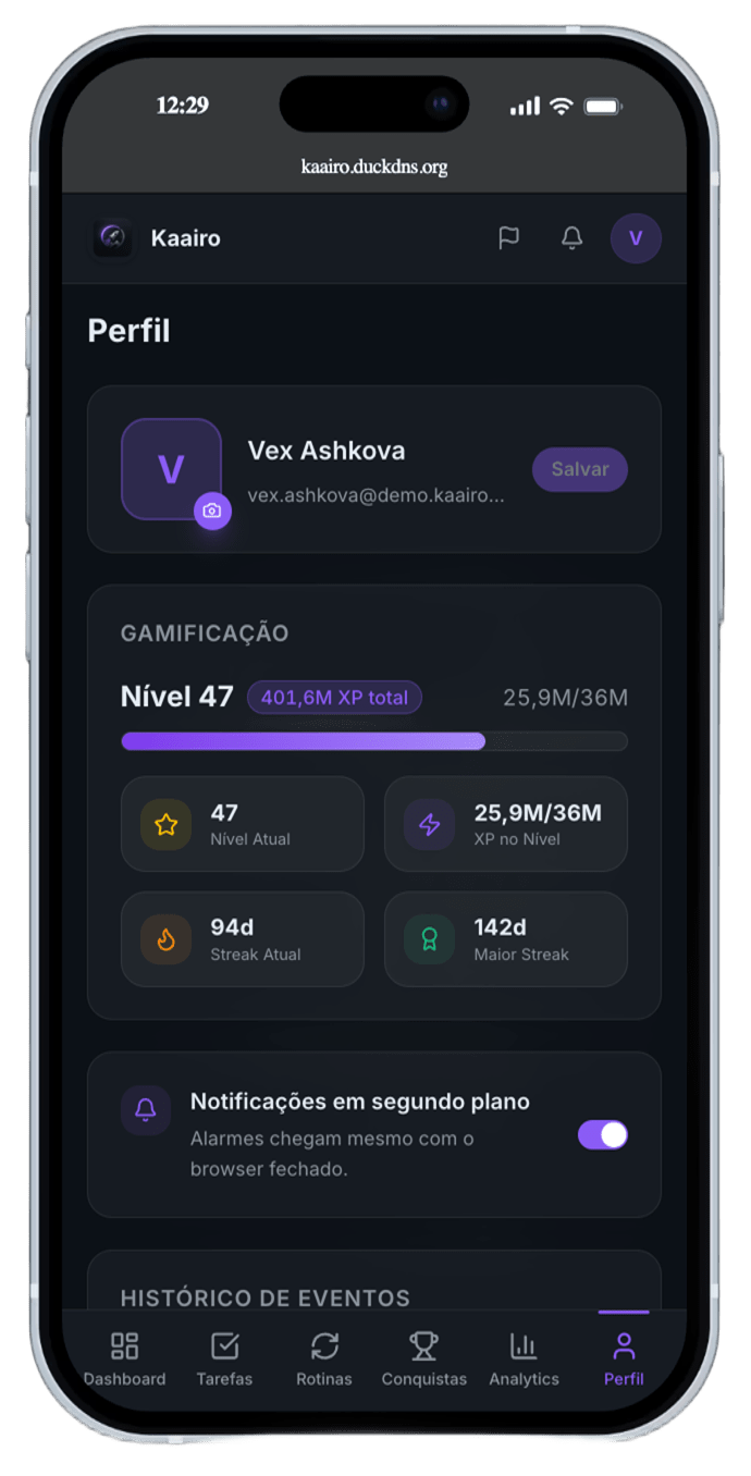 Profil et gamification dans Kaairo